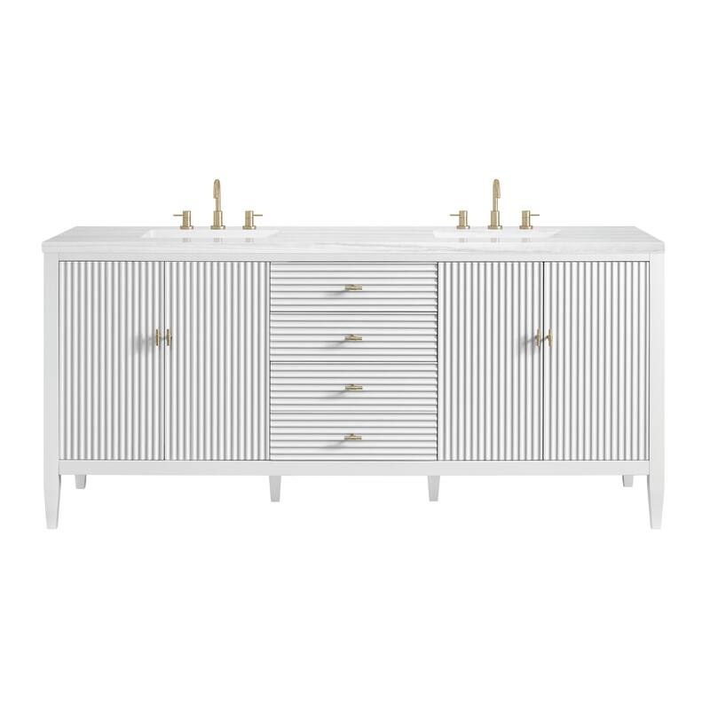 James Martin Vanities 485-V72-3AF Myrrin 72" Double Basin Wood Vanity - Bright White - Painted