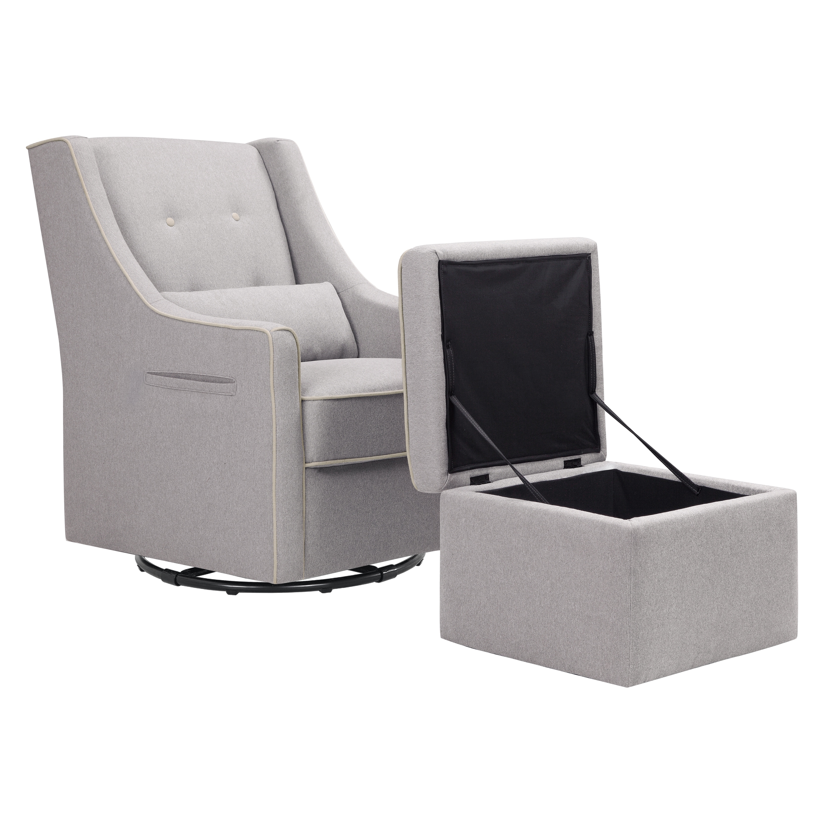 Davinci owen glider and ottoman gray and cream piping 2025