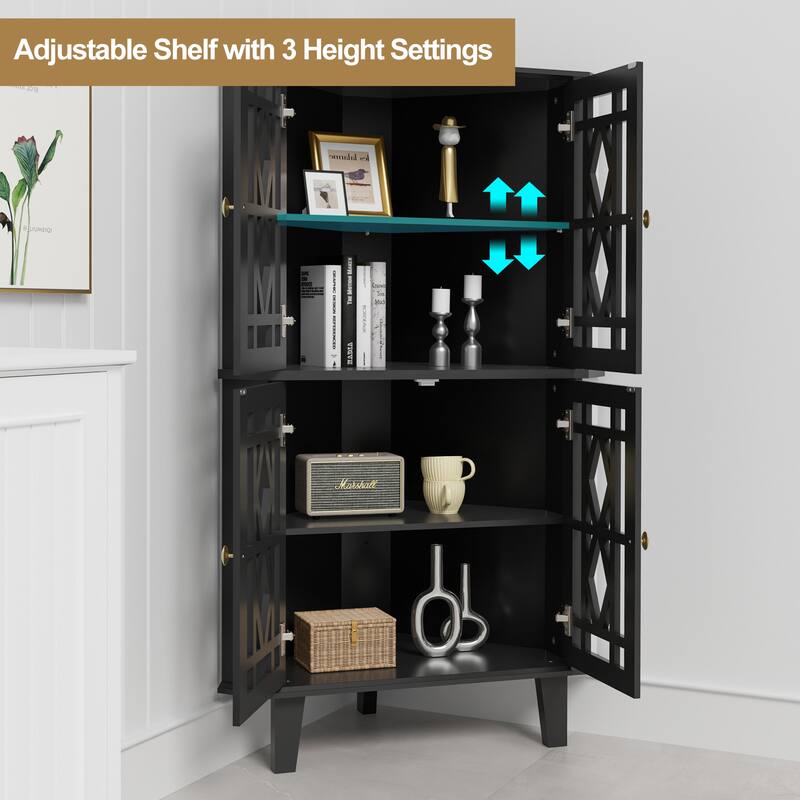 Corner Sideboard Cabinet Free-Standing Corner Storage Organizer