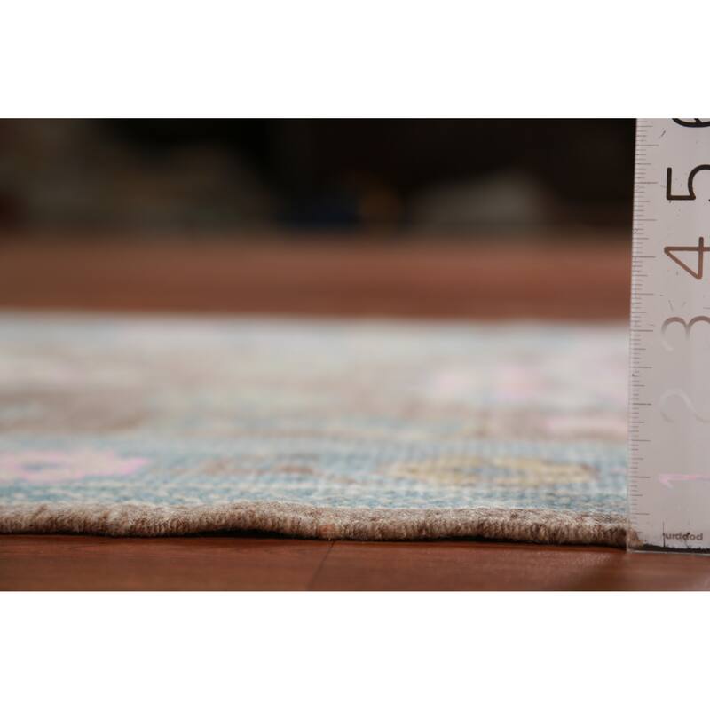 Hand Knotted Oriental 100% Wool Carpet Transitional Floral Brown Oushak Runner Rug - 15' 3'' X 3' 4''