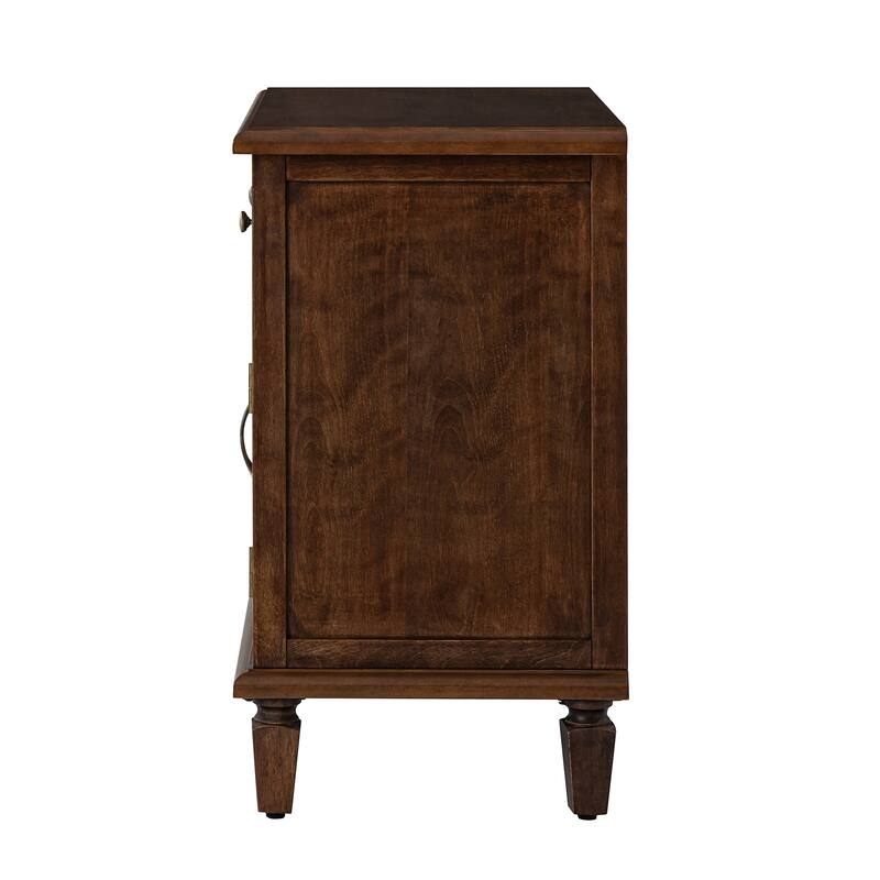 Georg Traditional 2-Faux rattan-Door End Table with Built-in Power Outlet and Adjustable Shelf by HULALA HOME