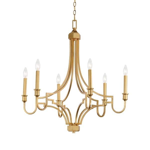 slide 2 of 5, Maxim 12786 Normandy 6 Light 29" Wide Taper Candle Style Chandelier Gold Leaf