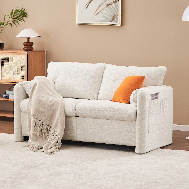Modern Loveseat Sofa 2-Seater - Plush Chenille Fabric Couch with High-Density Foam Cushions, 60" Compact Couches