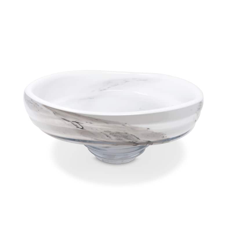 10.75"D Glass Centerpiece Bowl with Black Strokes