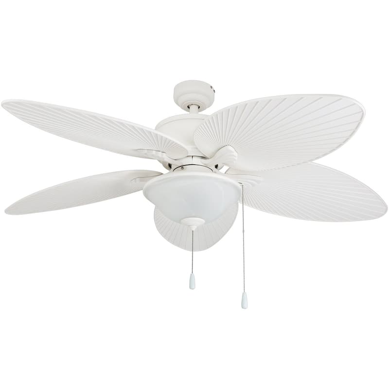 52" Solana Outdoor LED Ceiling Fan, White - 52-inch