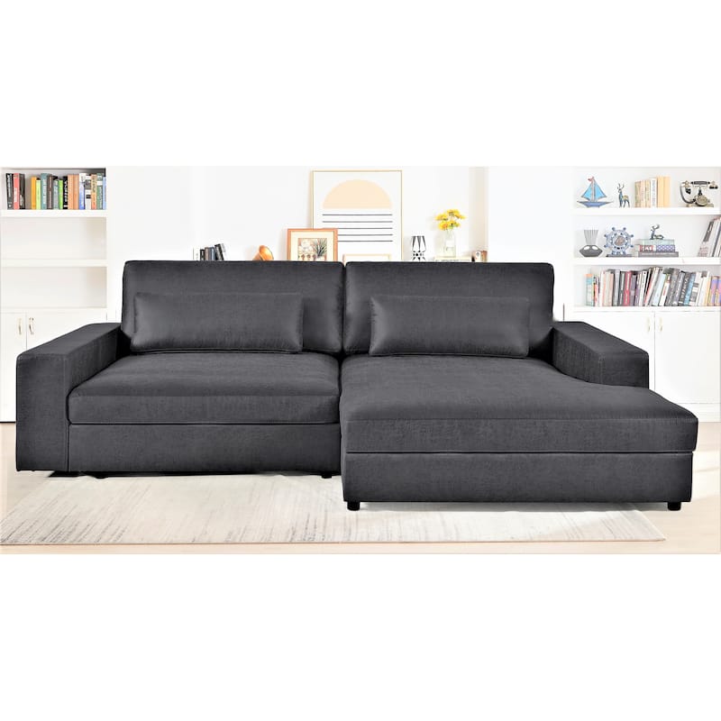 US Pride Furniture 105.52 inch Oversize Facing Chaise Sectional Sofa - Facing Right Black