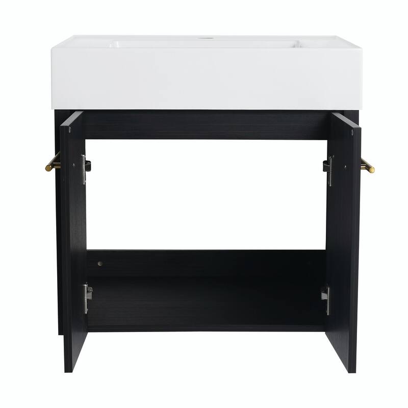 Wall-Mounted Bathroom Vanity with Thick-Edged Resin Basin Sink