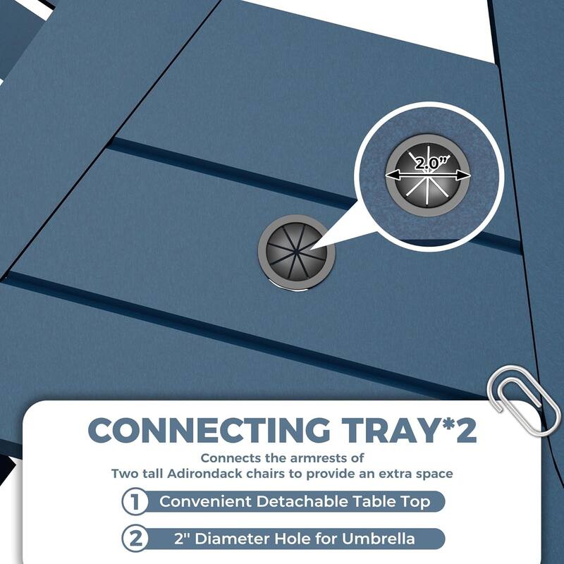 2-Pack Adirondack Bar Stools High-Back Outdoor Patio Chairs with Cup Holder Tray