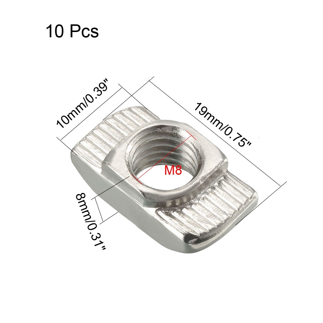 uxcell M8 Thread Drop in T-Nuts 10 Pcs for 40 Series T-Slot Aluminum Extrusion