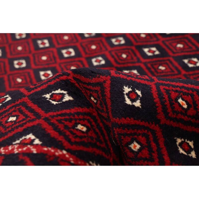 ECARPETGALLERY Hand-knotted Teimani Dark Navy, Red Wool Rug - 3'3 x 6'4