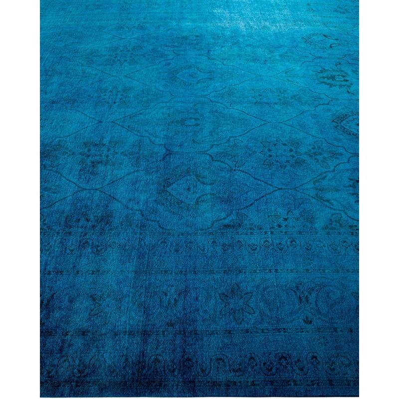 Overdyed, One-of-a-Kind Hand-Knotted Area Rug - Blue - 8' 3" x 10' 2"