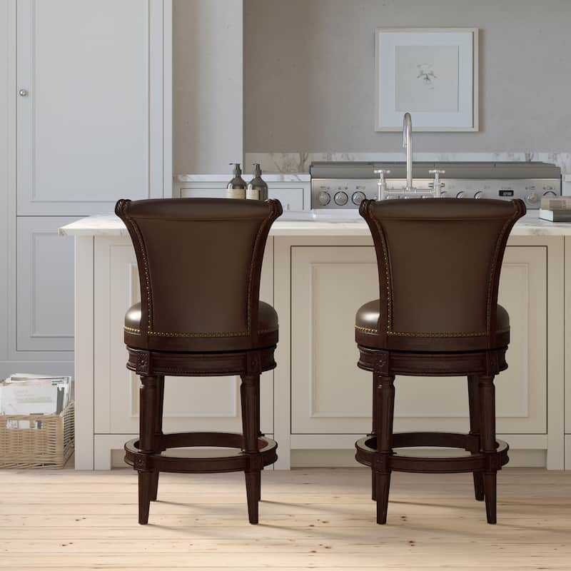 Copper Grove Rijssen Counter-Height Wood Swivel Stool, Faux Leather Seat