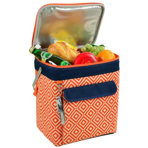 6 Bottle Insulated Wine Tote- Collapsible Multi Purpose Cooler - Orange/Navy