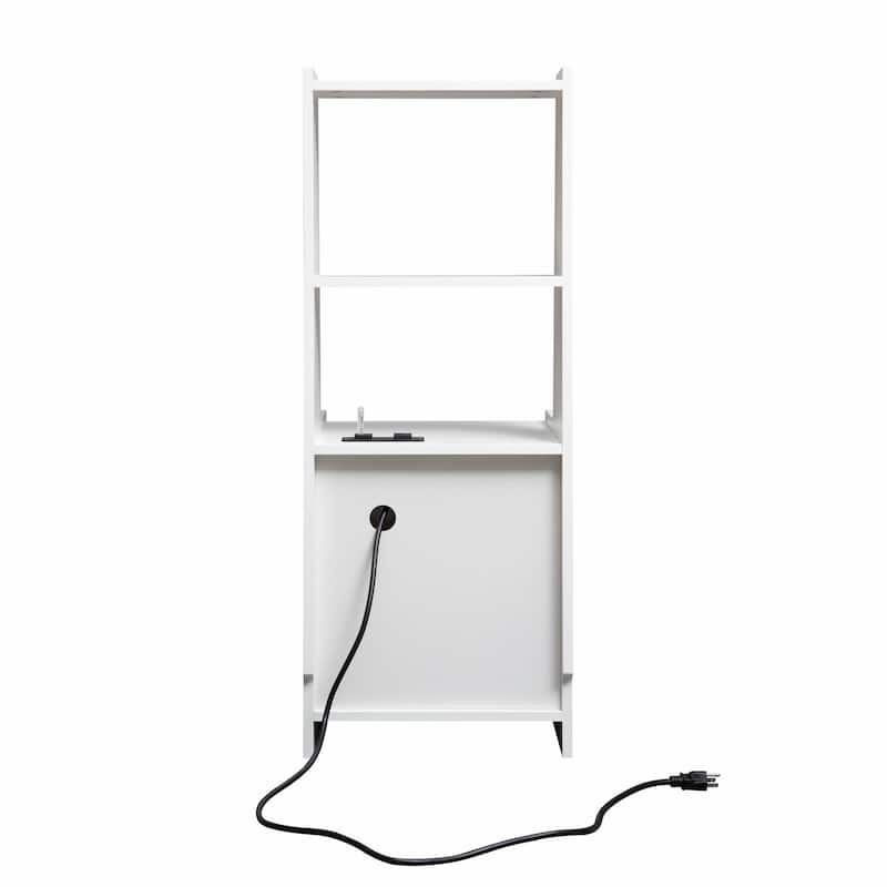 Set of 2 Nightstands with Charging Station and Bookshelf