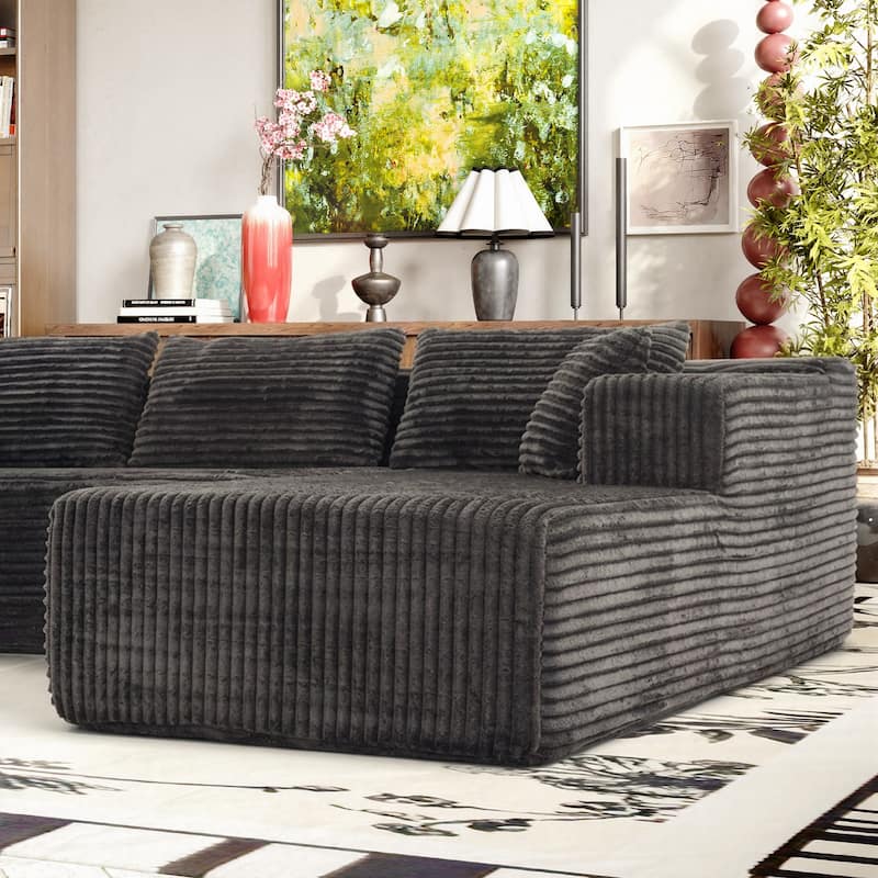 Black L-Shaped Compressed Foam Sofa – Ready-to-Use Sectional Couch with Chaise
