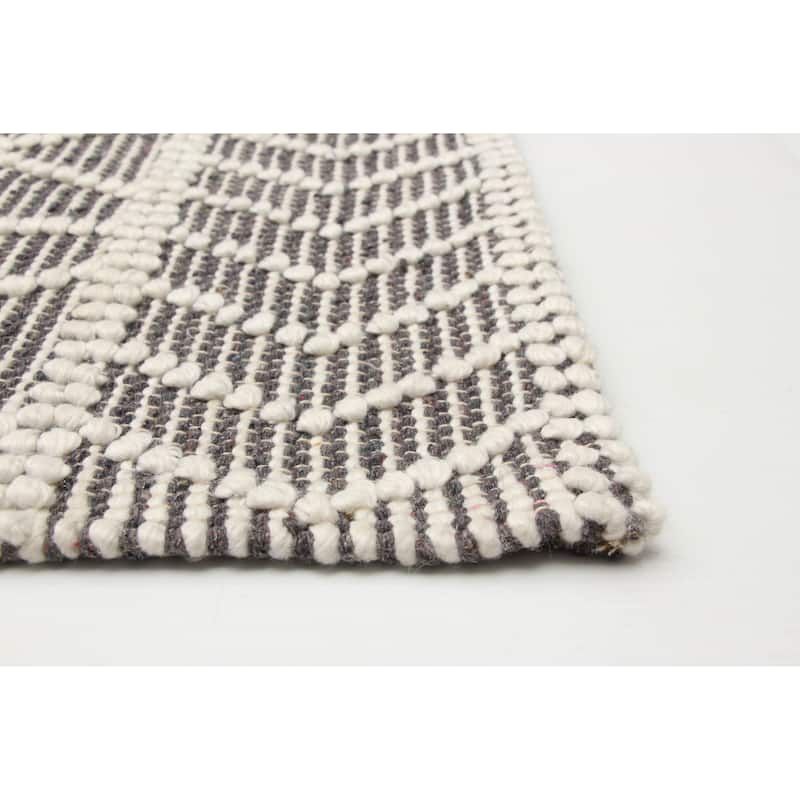 ECARPETGALLERY Braid weave Sienna Grey Wool Rug - 6'2 x 8'11