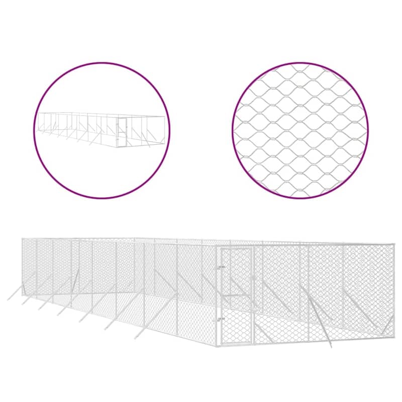 vidaXL Outdoor Dog Kennel Silver Multi-Size Galvanized Steel