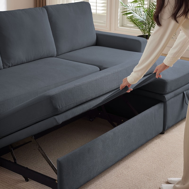 78.94" Pin Striped Fabric Sleeper Sofa