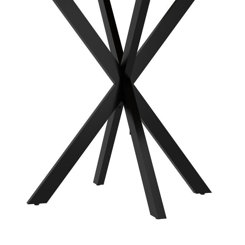 Anmytek Round Dining Table Modern Wood Top and Metal Frame Brown Industrial Kitchen Table