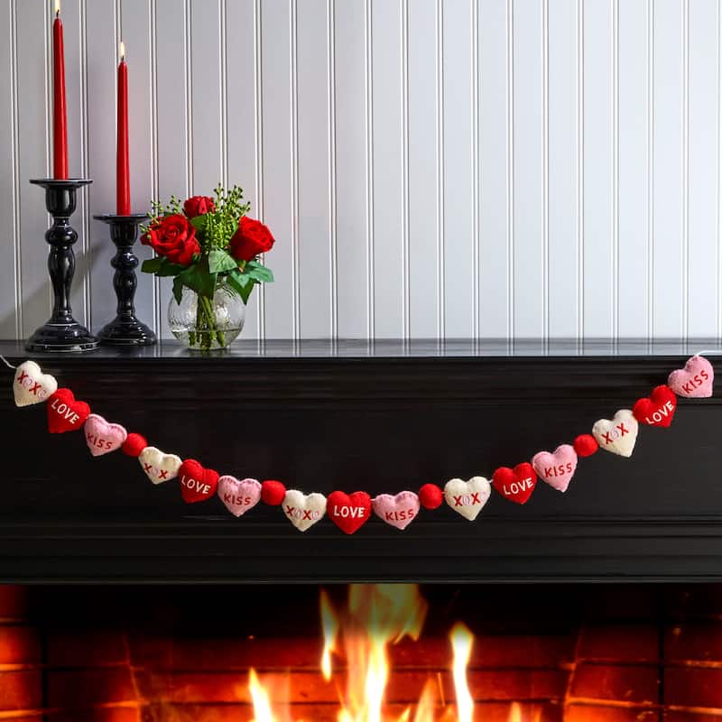 48" Heart Sentiment Garland With PomPom
