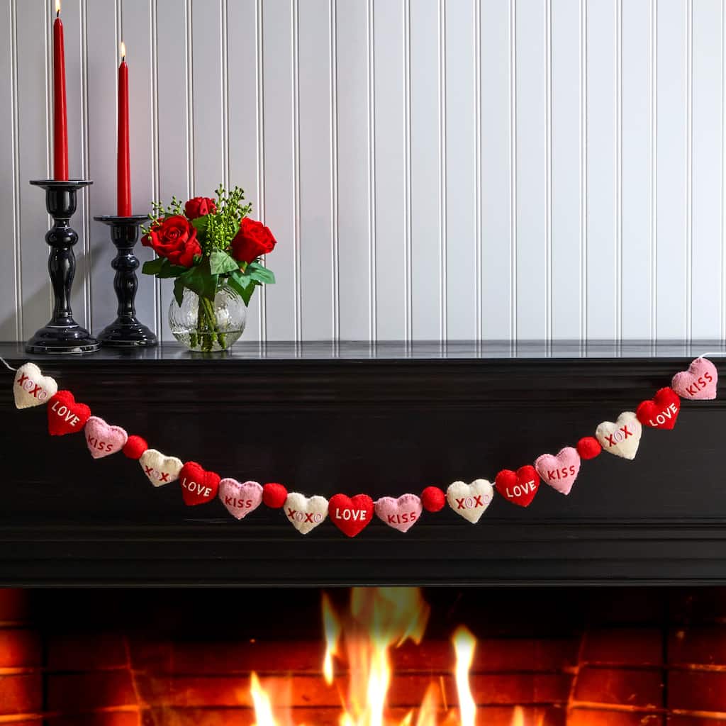 48" Heart Sentiment Garland With PomPom