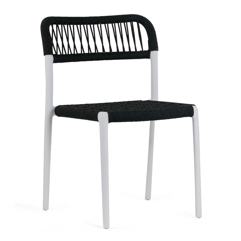 Belen Basma Black White Outdoor Dining 2 Seats Set