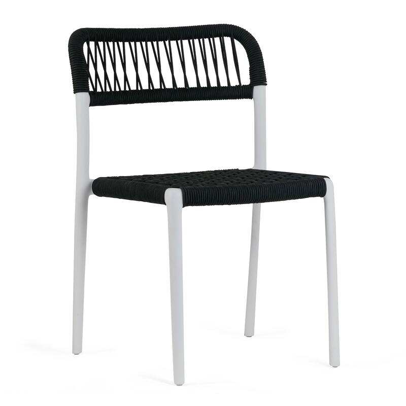 Belen Bates Black White Outdoor Dining 2 Seats Set