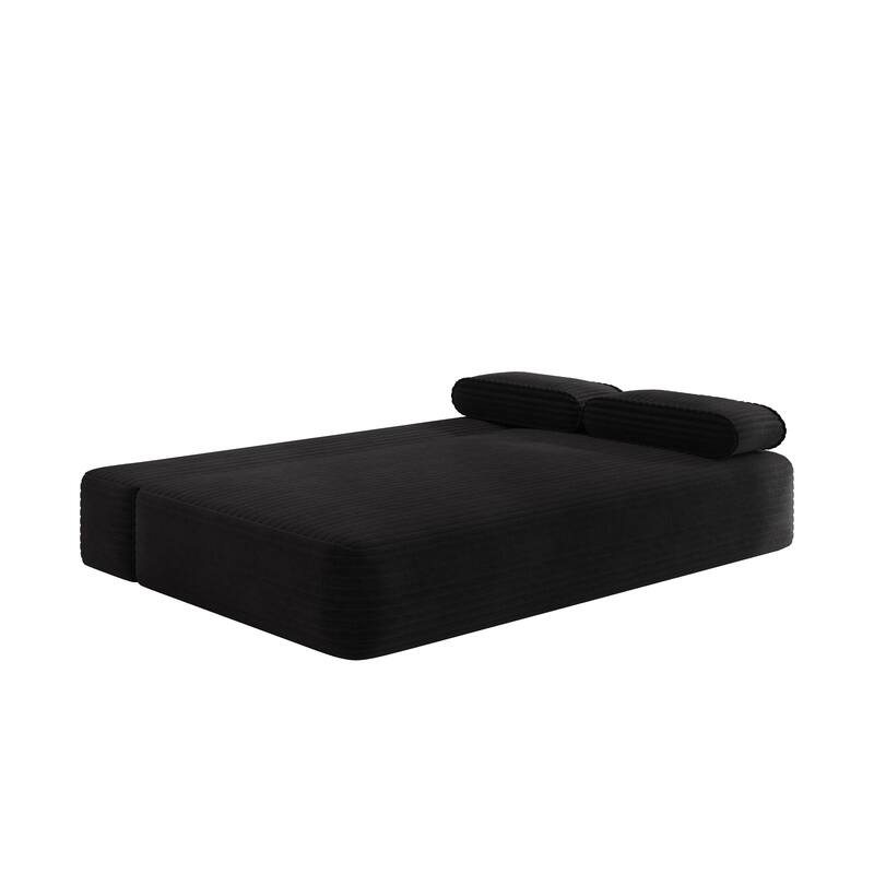 78.7" Convertible Sofa Bed, 2-in-1 Corduroy Couch with 3 Pillows, Modern Folding Boneless Couch