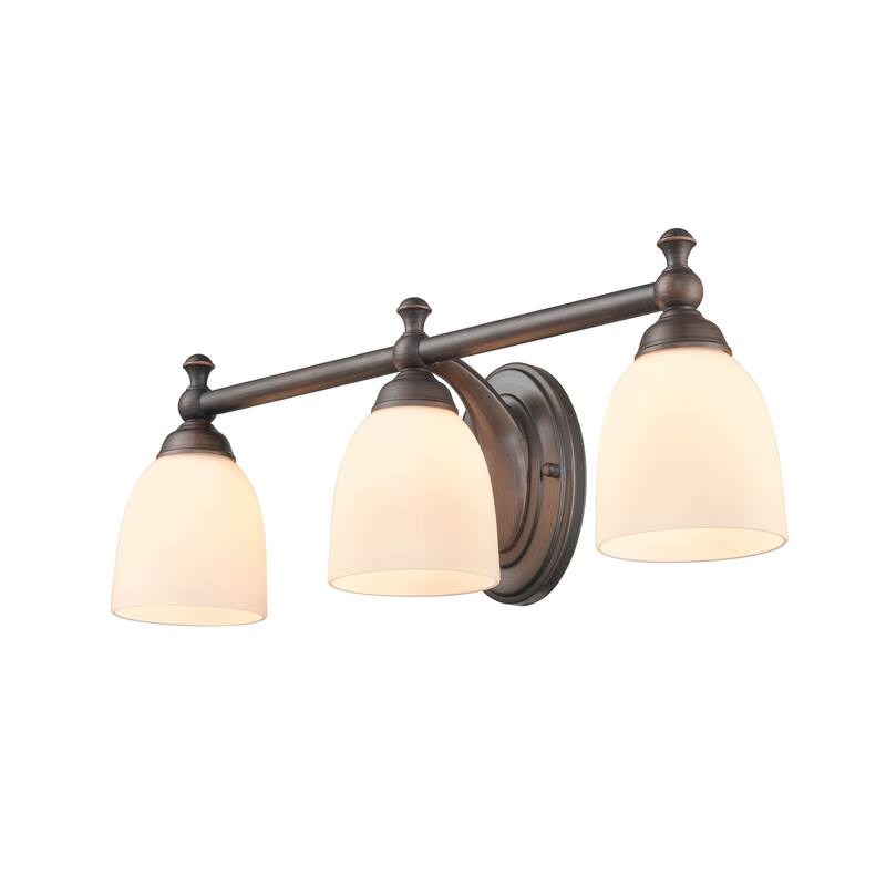 Millennium Lighting 3 Light Vanity Fixture in Multiple Finishes with Frosted Glass Shades