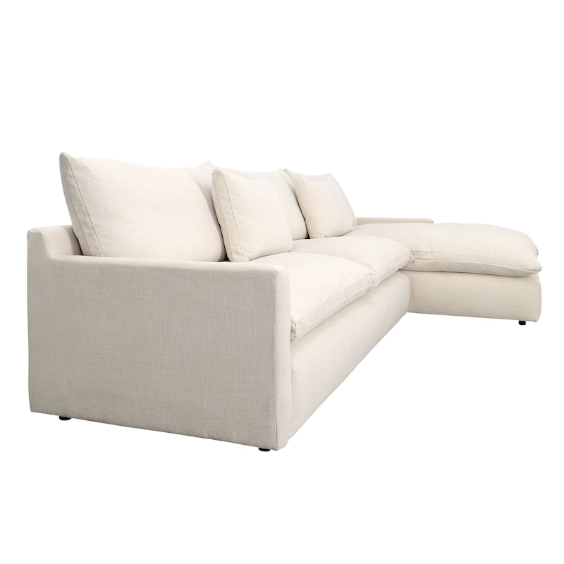 Glendale Right-Facing Upholstered Chaise Sectional, Cream