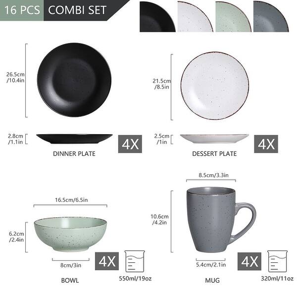 vancasso, Series Moda, 48-Piece Porcelain Dinnerware Set, Matte Black  Dinner Set, Service for 12 