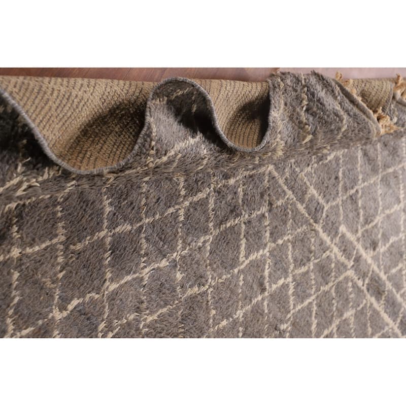 Trellis / Moroccan Area Rug Hand-Knotted Oriental Wool Carpet - 7'9" x 11'0"