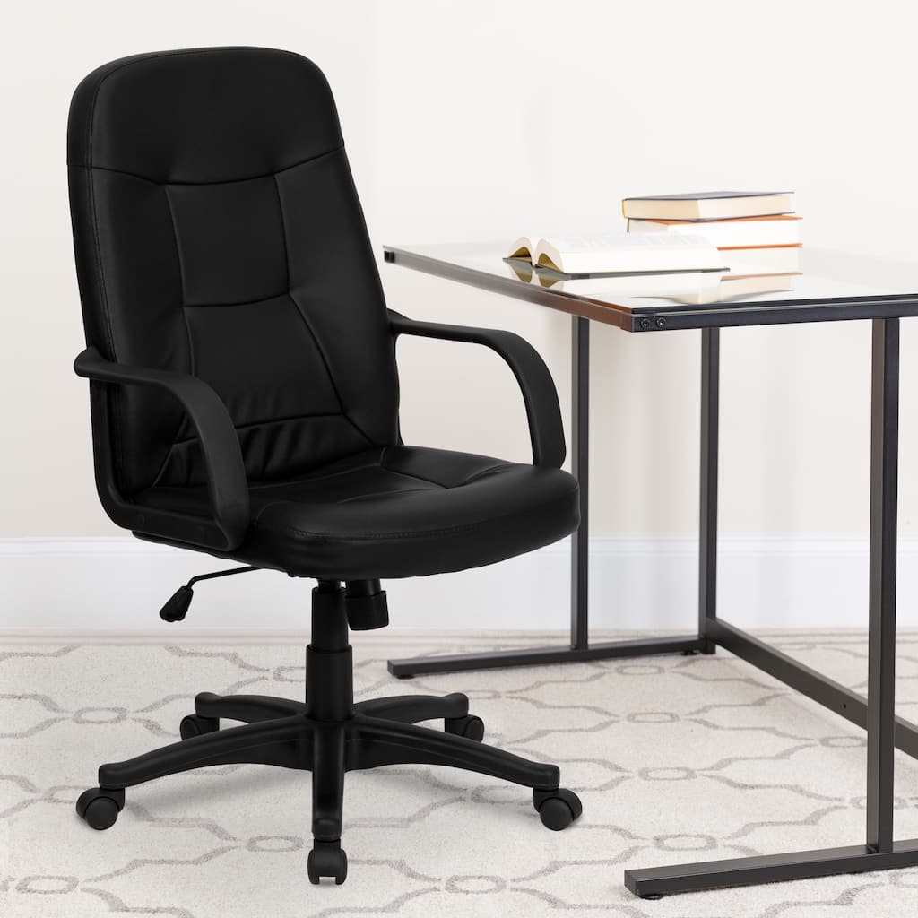 High Back Glove Vinyl Executive Swivel Office Chair with Arms