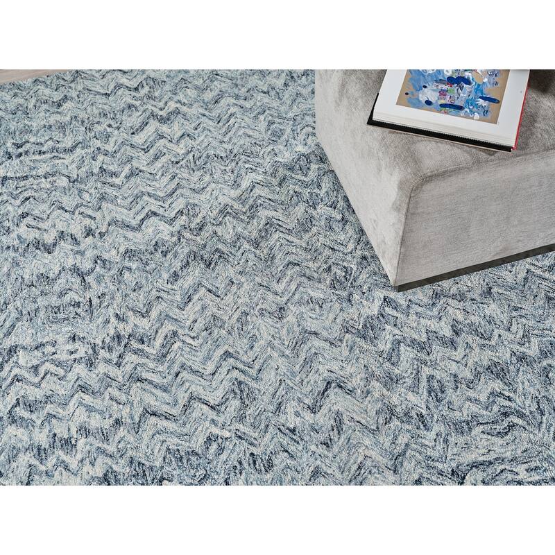 Exquisite Rugs Veneta Handmade Hand-tufted New Zealand Wool on Canvas Blue Area Rug