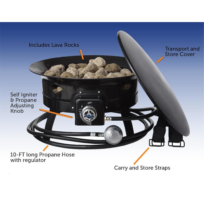 Flame King Smokeless Propane Fire Pit, 19-inch Portable Firebowl