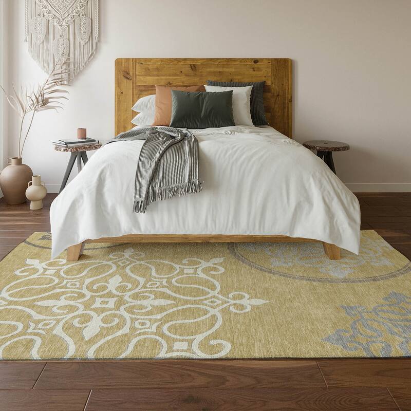 Premium Washable Super Soft Transitional Scroll Mayfield Rug