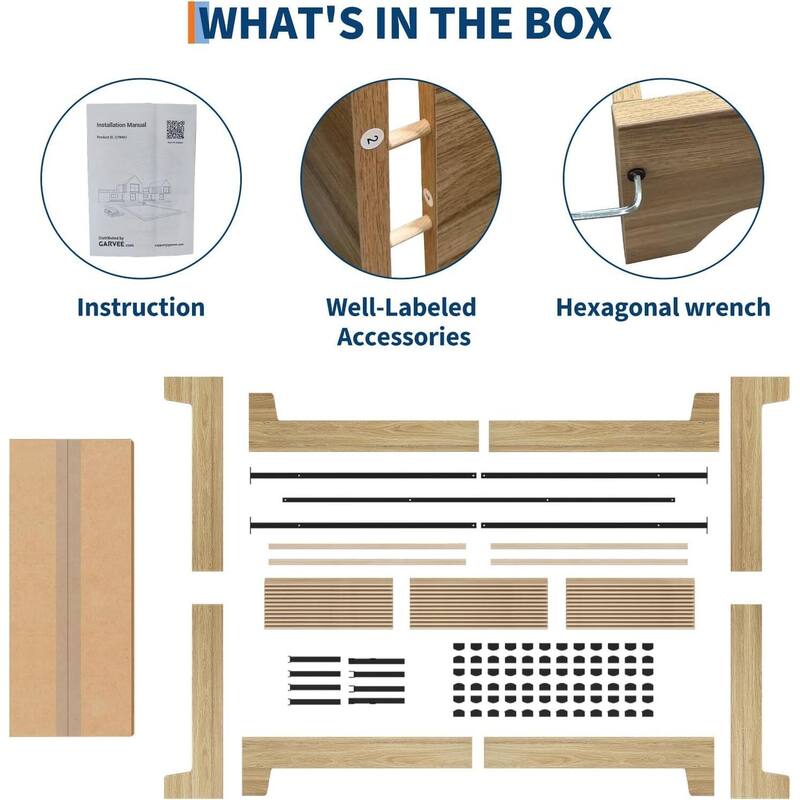 Wood Platform Bed Frame, with Strong Wooden Slats