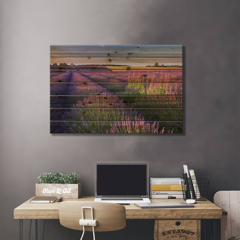Pink and Purple Print On Wood by Adam Burton - Multi-Color