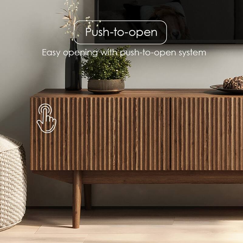 Living Skog Kelly TV Stand Console Fits TV's up to 65 in. with Wood Legs in Mid Century Modern Scandinavian Design