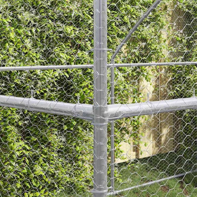 vidaXL Chicken Cage Silver 600 x 200 x 198.5 cm Galvanized steel - 600 x 200 x 198.5 cm