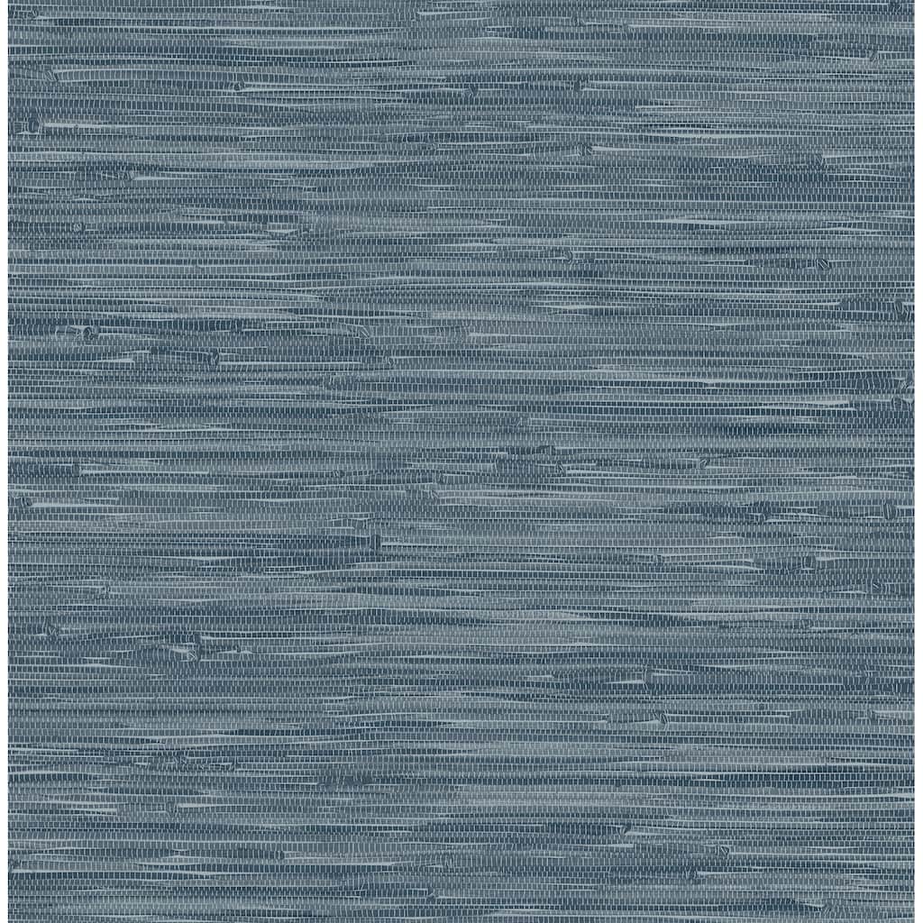 A-Street Prints Exhale Indigo Woven Faux Grasscloth Wallpaper