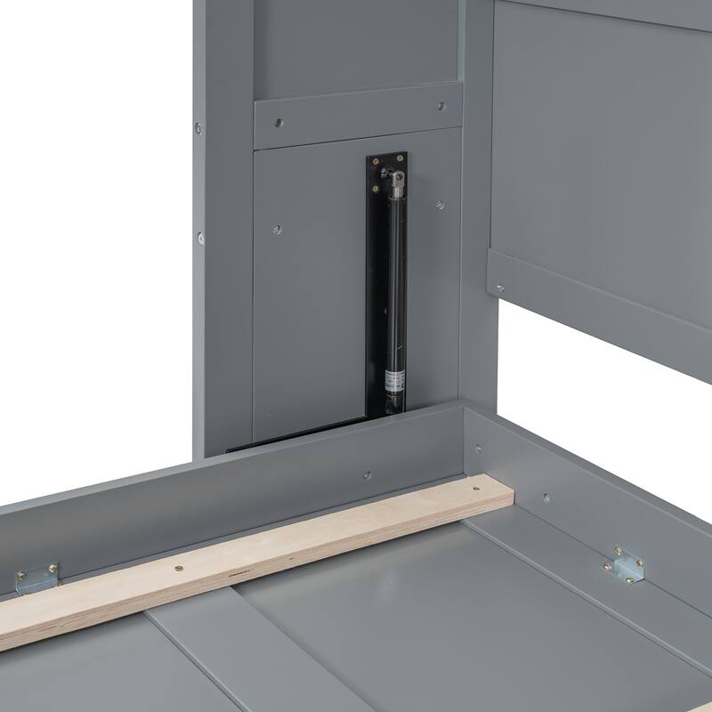 Queen Size Foldable Wall Bed with Shelves & USB, Space-Saving Design, Gray