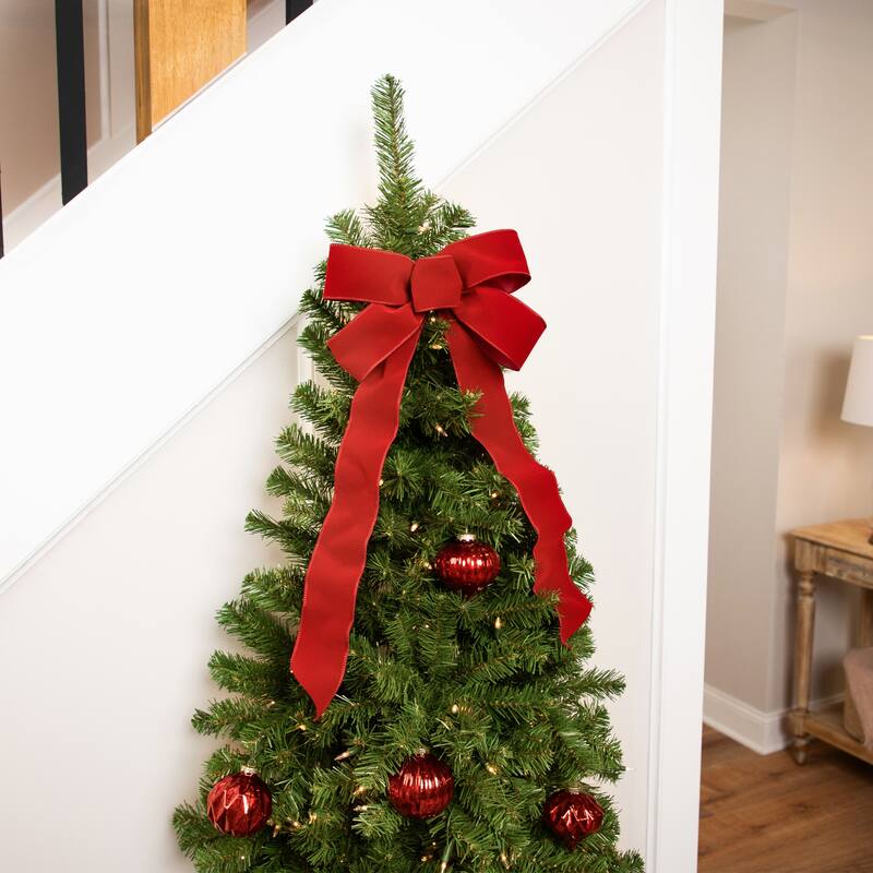 6' Pre-Lit Pine Artificial Wall Christmas Tree, Clear Lights - 6 Foot