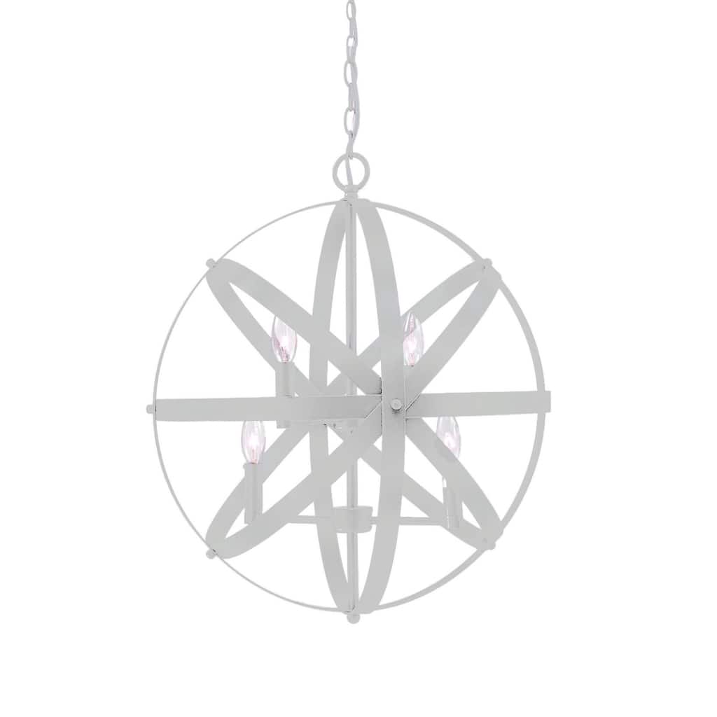 4-Light Chrome Iron Cage Chandelier