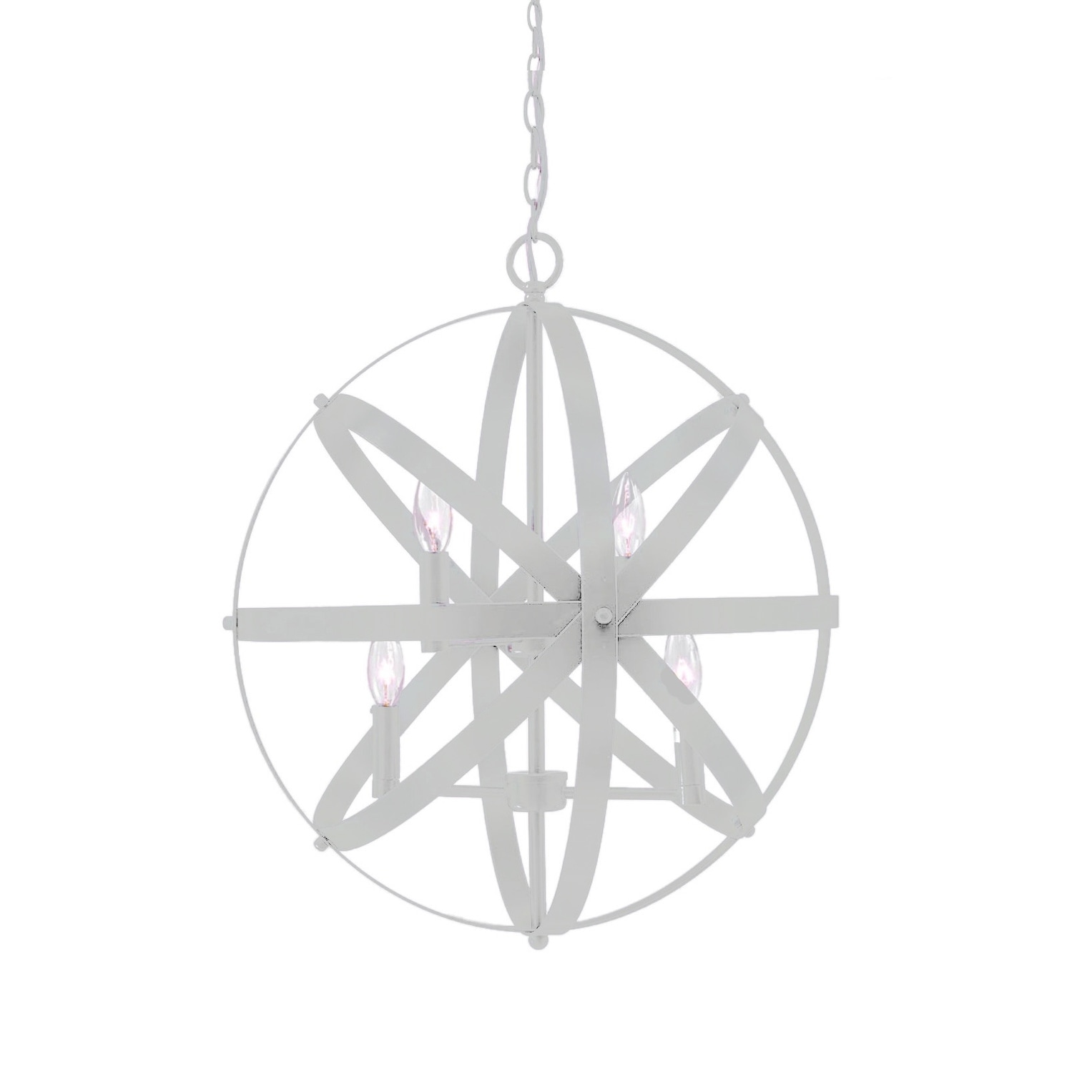 Industrial 4-Light Chrome Sphere Iron Cage Chandelier