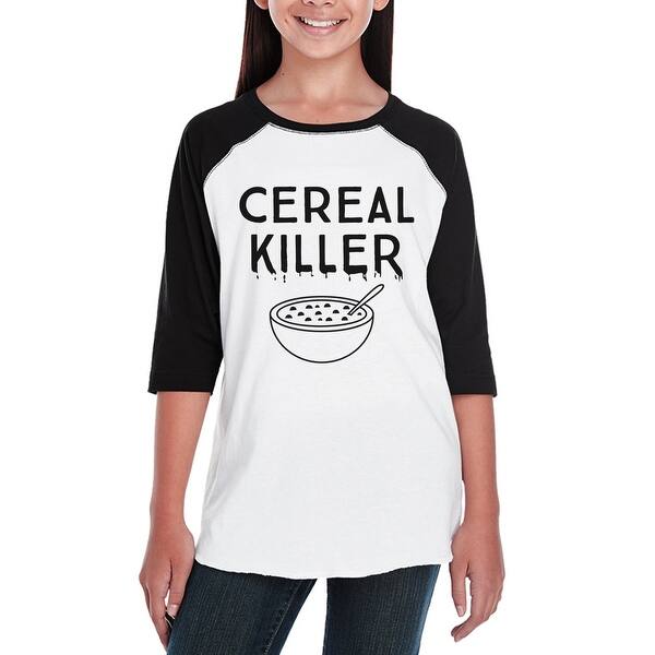 Shop Cereal Killer Kids Baseball Raglan Shirt Funny Horror Night