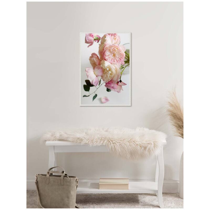Kate and Laurel Sylvie Soft Pink Flower Bouquet Framed Canvas by Kristy Campbell