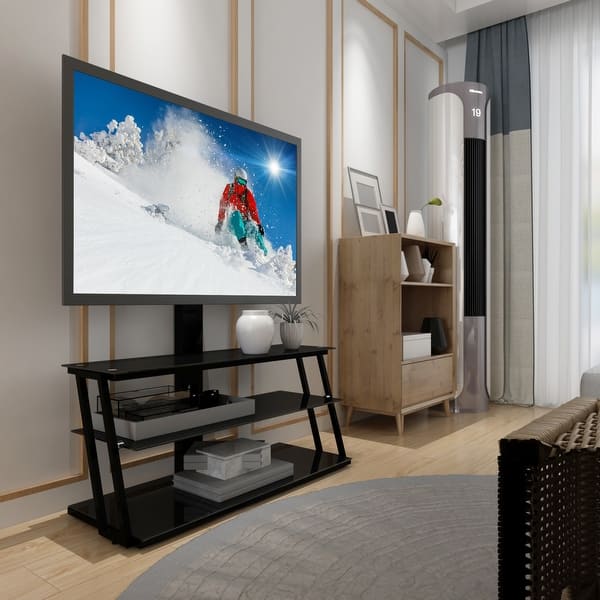 Black MultiFunction Angle And Height Adjustable Tempered Glass TV