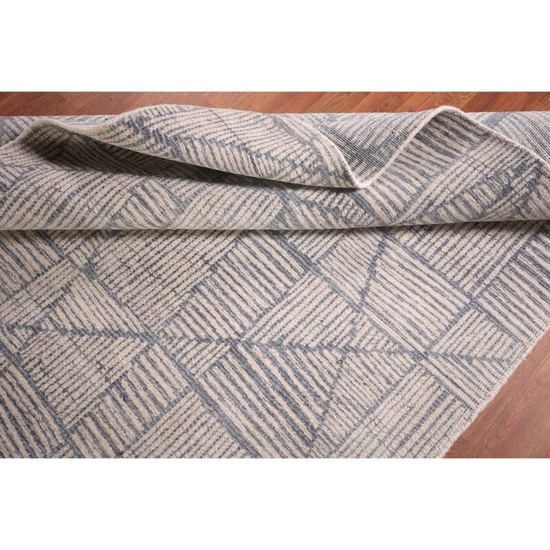 All-Over Modern Area Rug Handmade Abstract Wool Carpet - 5'4" x 7'6"