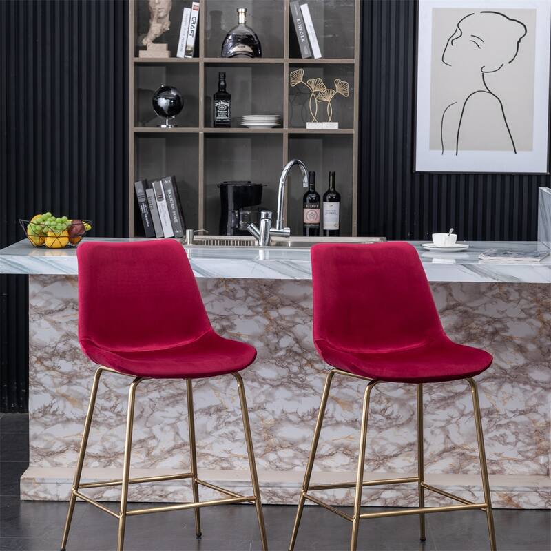 Modern Velvet 26.50 Counter Height Stool, Set of 2